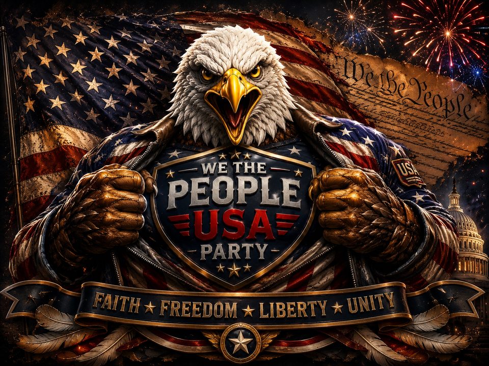 The We The People U.S.A. Party eagle and shield crest.